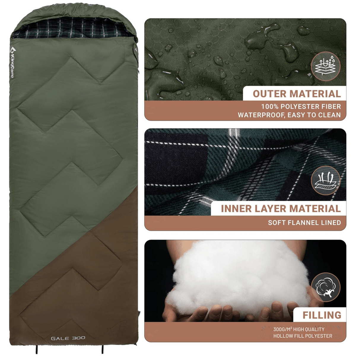 KingCamp GALE 300 Sleeping Bag With Hood (8)