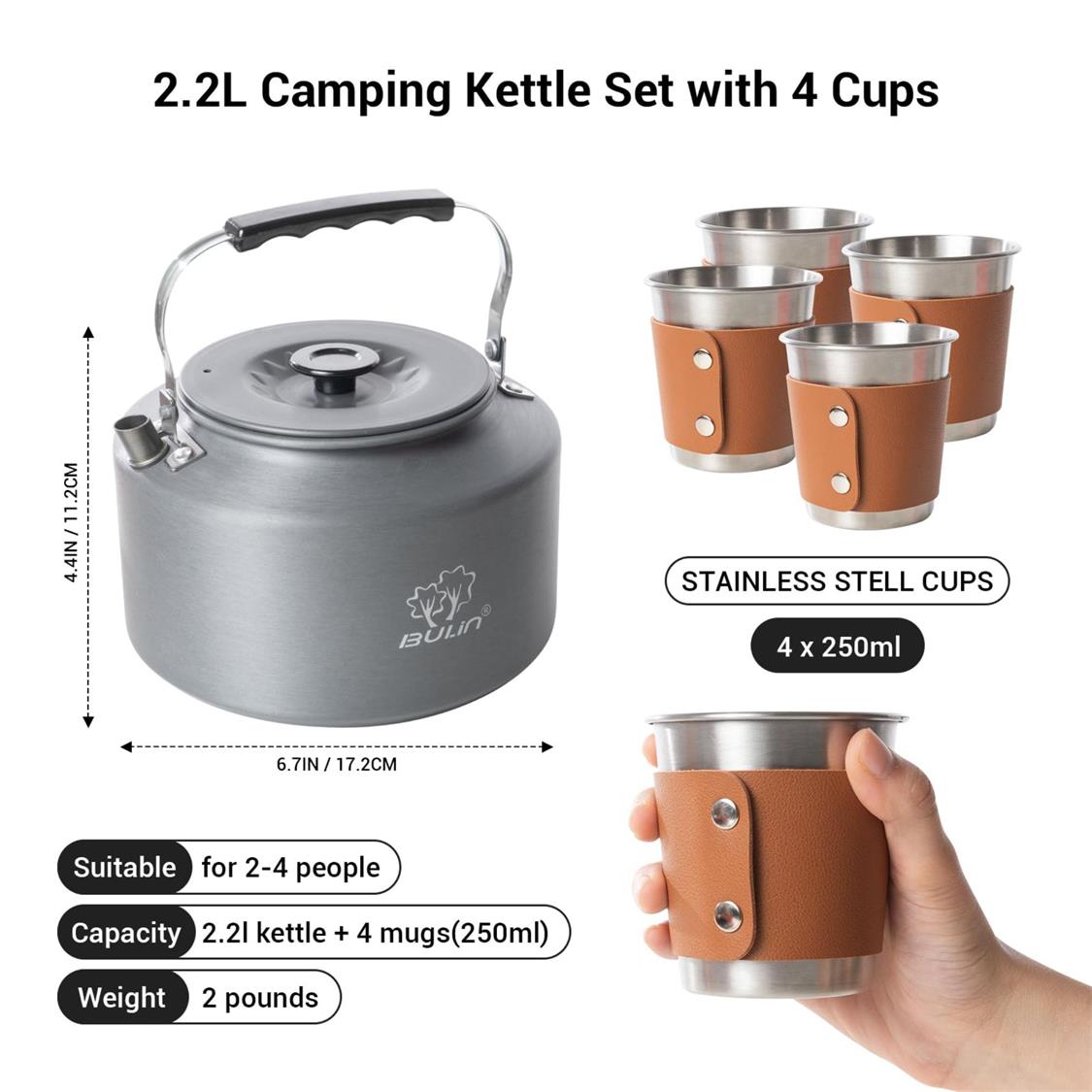 BULIN Camping Kettle Set with 4 Cups (7)