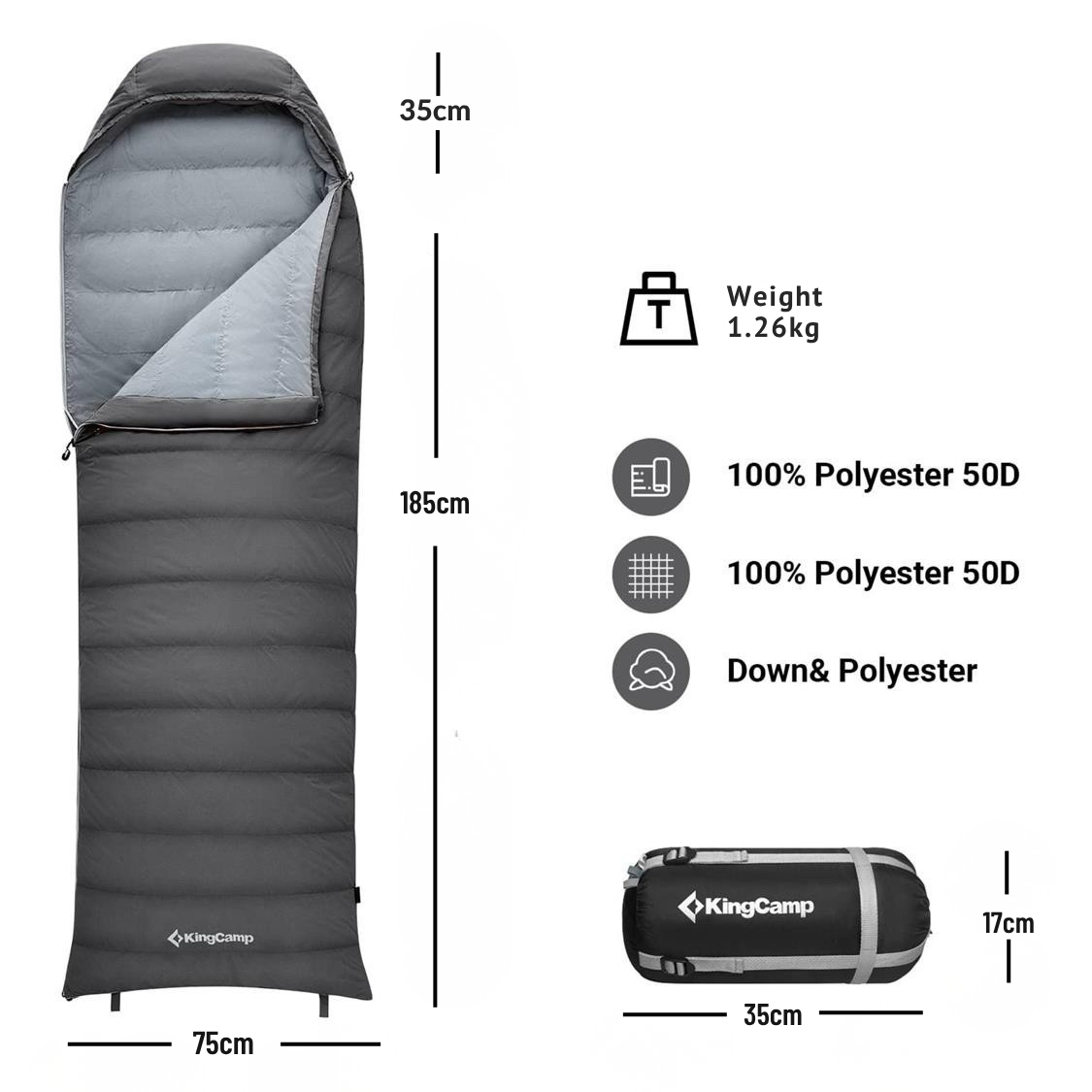 Lightweight Down Sleeping Bag Grey