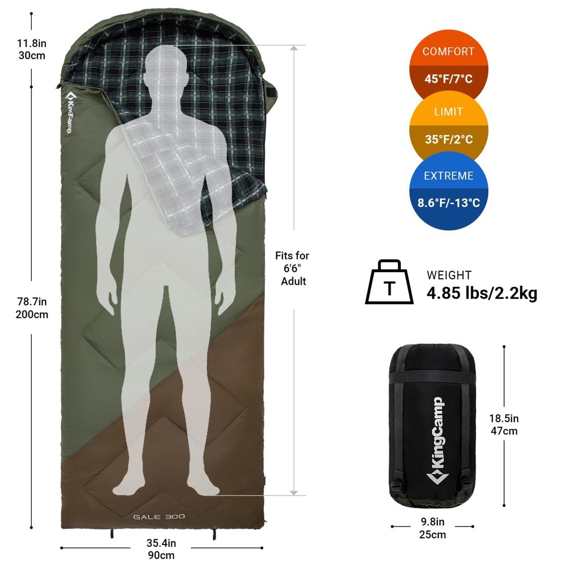 KingCamp GALE 300 Sleeping Bag With Hood (3)
