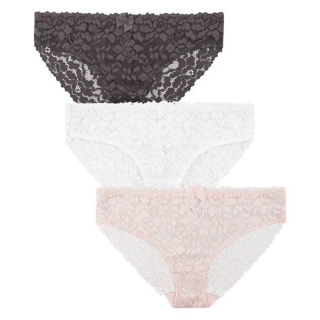 MIS Briefs 3 Pack - All Over Lace Brief Vintage Rose/Mocha/Snow White