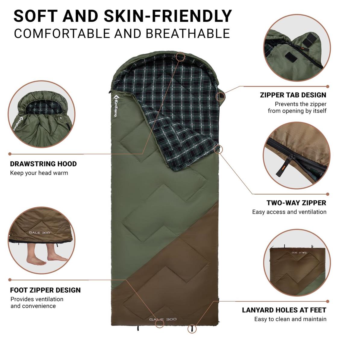 KingCamp GALE 300 Sleeping Bag With Hood (5)