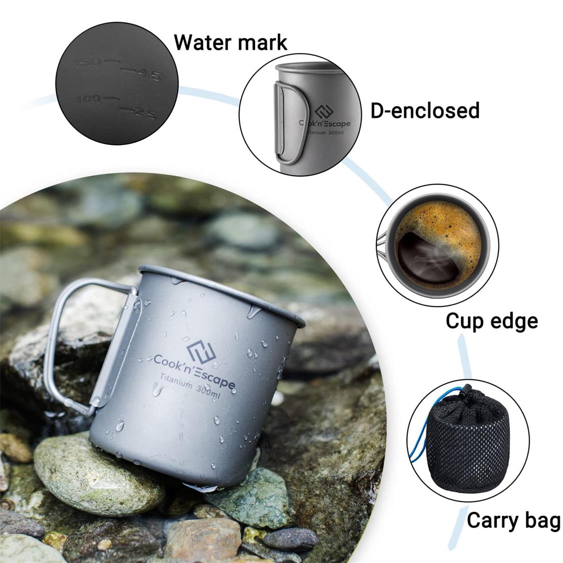 Cook'n'Escape 300ml+450ml Titanium Cup (4)