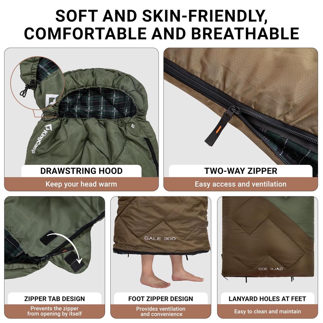 KingCamp GALE 300 Sleeping Bag With Hood (4)