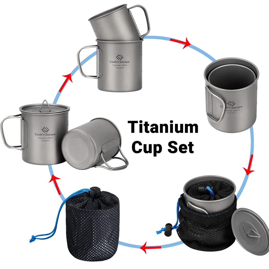 Cook'n'Escape 300ml+450ml Titanium Cup (3)