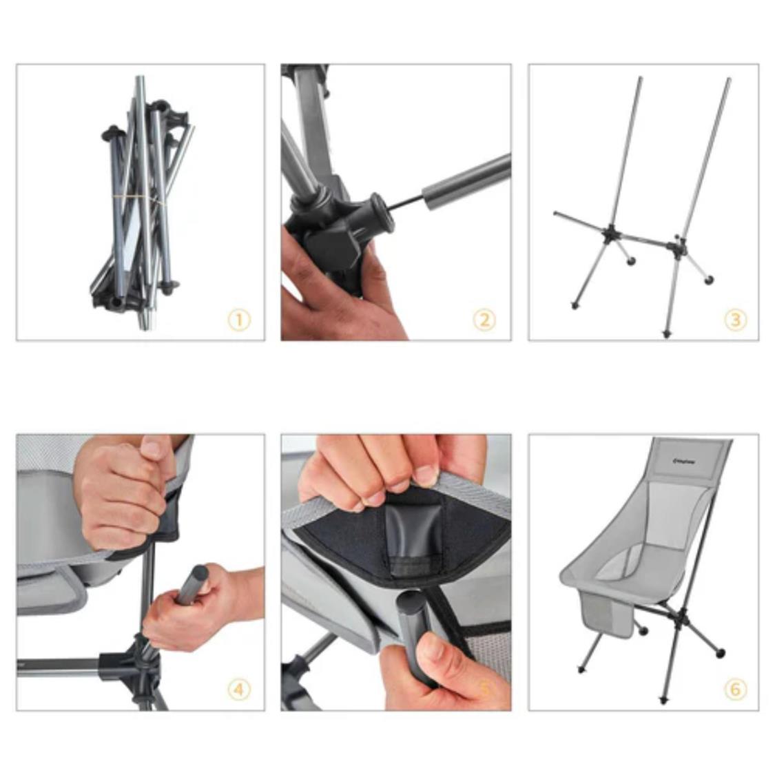 KingCamp Ultralight Highback Foldable Chair Grey (