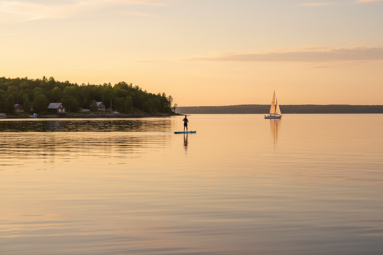 Flat water on a sunny late afternoon